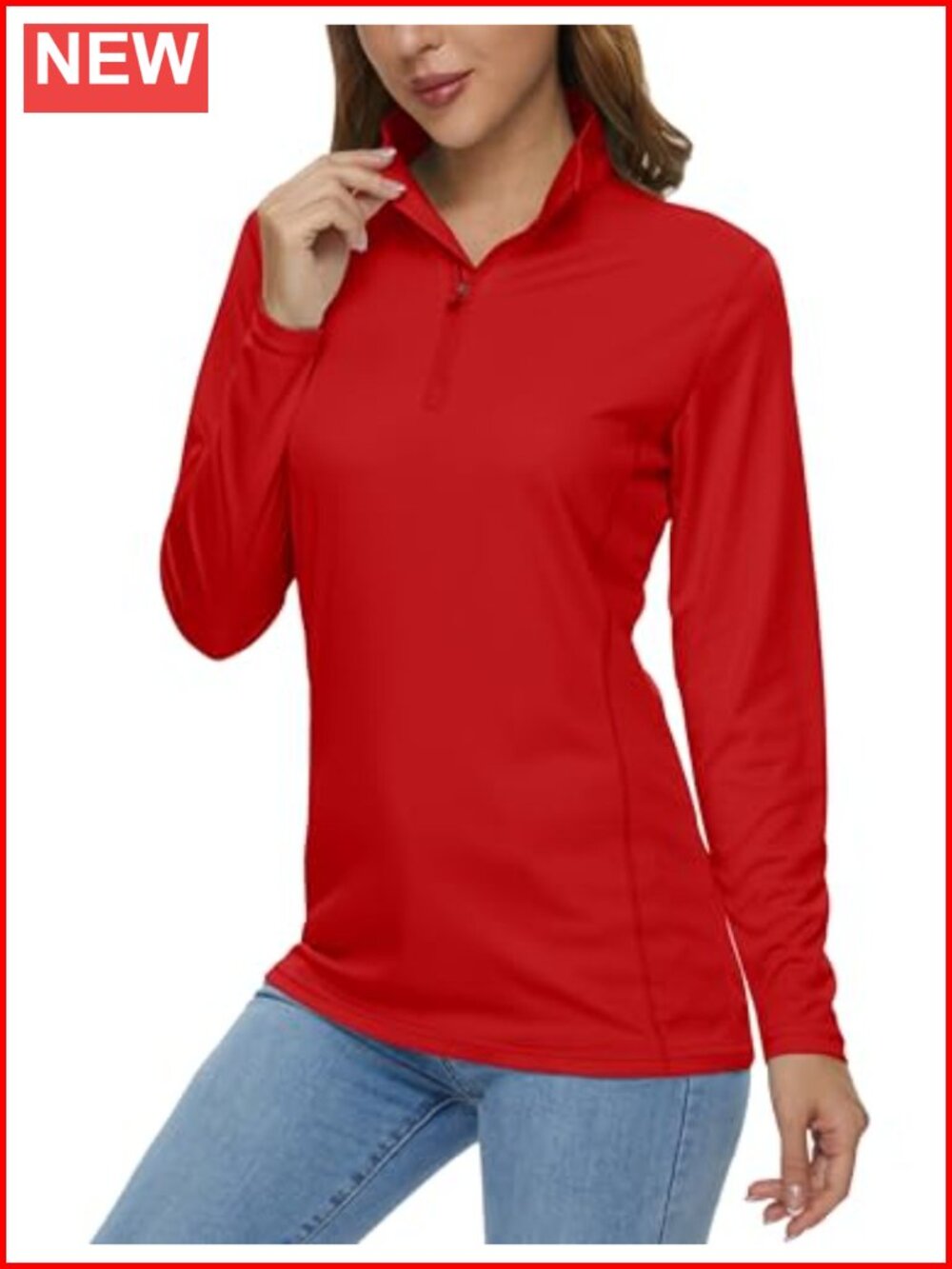 Womens Quarter Zip Long Sleeve Golf Shirt UPF 50+ Rash Guard Quick Dry
